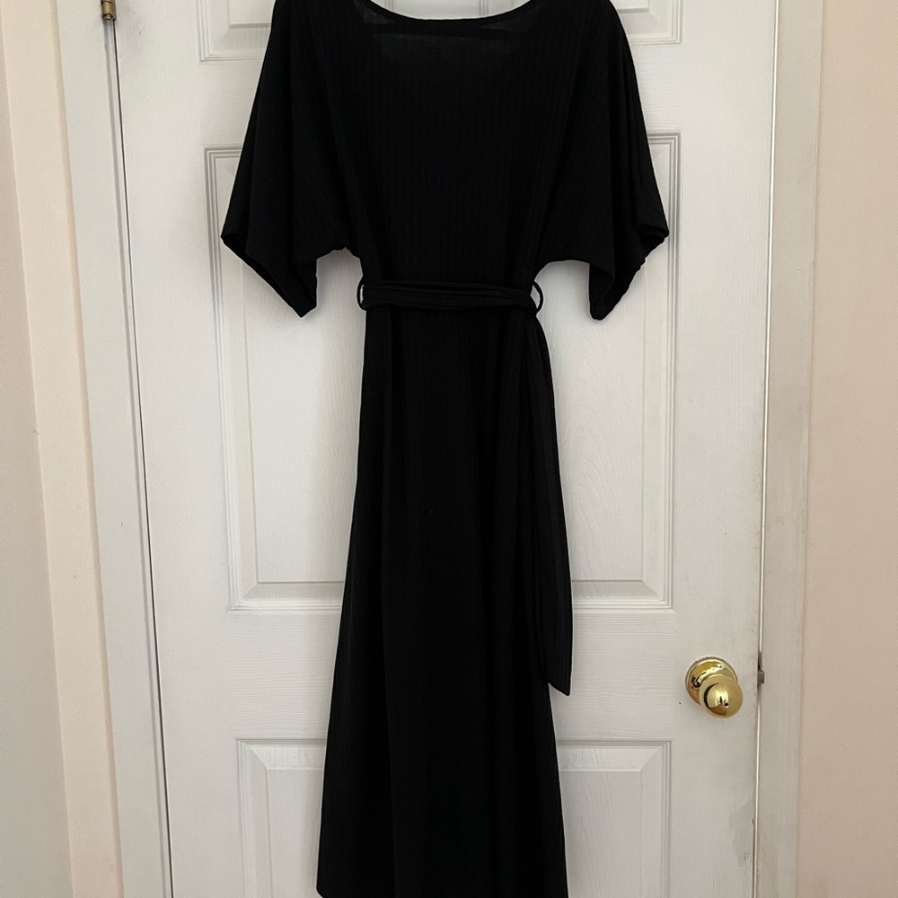 Midi Black Ribbed Dress